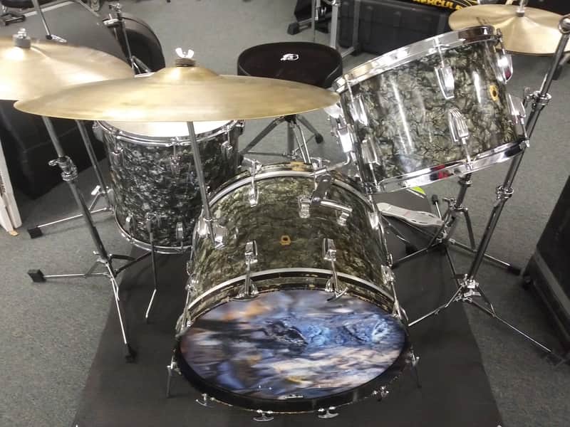Vintage Pre-Serial Ludwig Black Diamond 3 Piece with Ludwig soft cases image 1