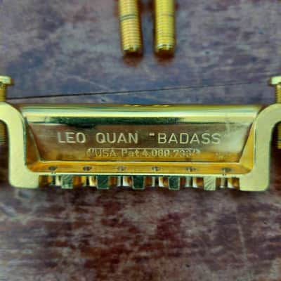 Leo Quan Badass Wraparound Guitar Bridge with SAE Locking Studs GOLD (USED) "Made In Germany" image 2