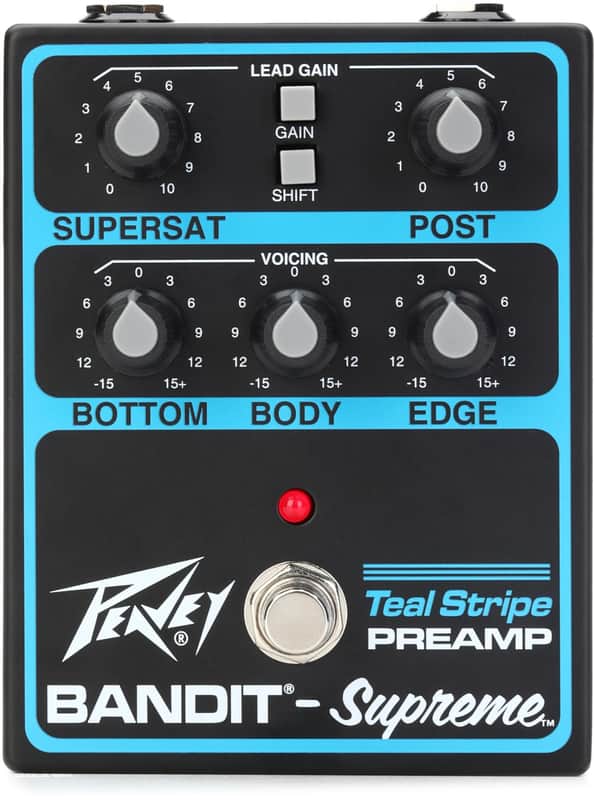 Peavey Bandit Supreme Teal Stripe Preamp Pedal image 1
