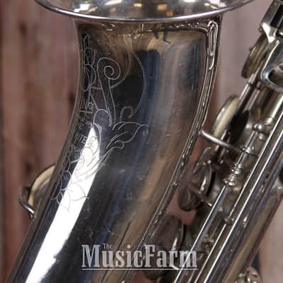 H N White King Vintage 1920s C Melody Saxophone Silver Made in the USA image 12