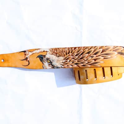 burnyblack custom guitar strap leather - osprey yellow image 5