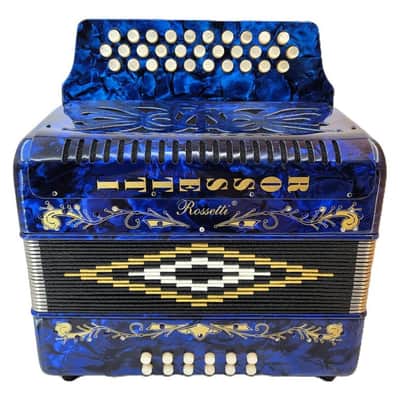 Rossetti 3112-GCF-BU Key of GCF 3 Row, 31 Treble, 12 Bass Diatonic Button Accordion w/Hard Case & Shoulder Straps image 2