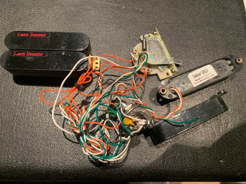 Lace Sensor RED/RED (Humbucker) + Gold (Single Coil) Wiring Harness+Pick Guard Assembly image 1