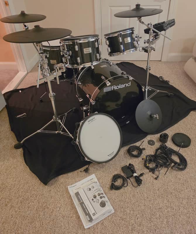 Roland VAD 503 506 Acoustic Design Series Electronic V-Drum Kit 2020 - Present - VAD 12x9 tom, Roland 14" crash, Tama Spartan stands and more image 1