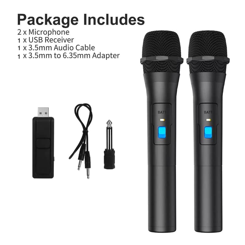 2PCS Professional VHF Wireless Microphone System – Handheld Mics with USB Receiver for Karaoke, Conferences, and Events image 1