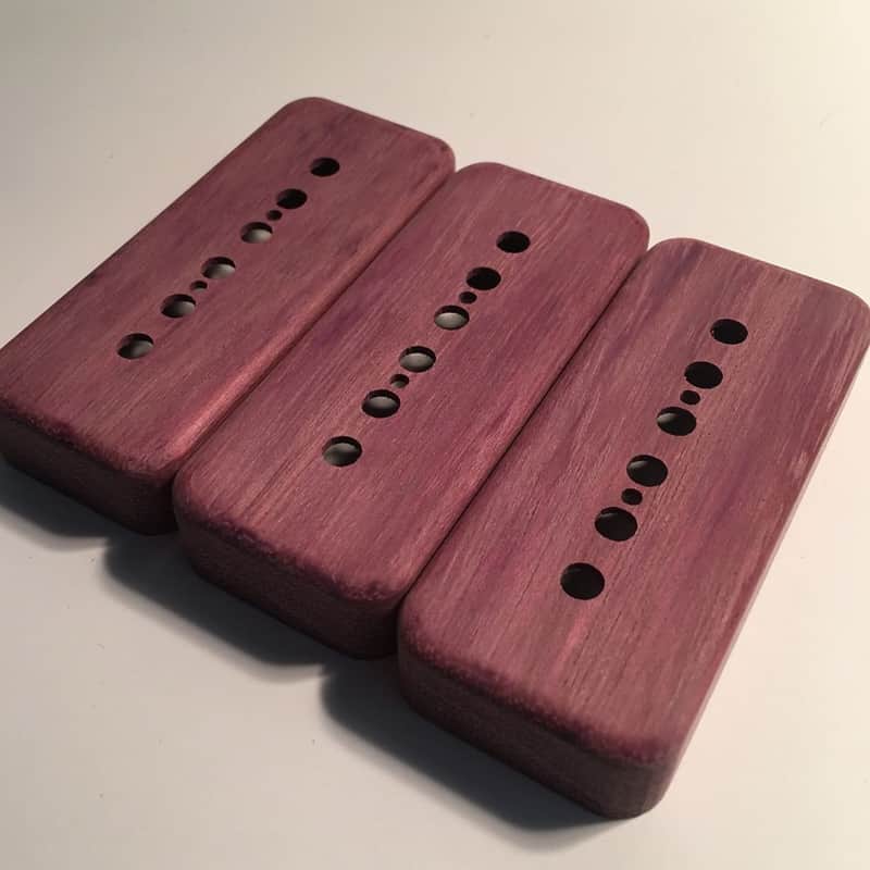 Guilford Purpleheart P-90 Pickup Covers for Gibson/Lollar and others - Set of 3 Natural Wood image 1