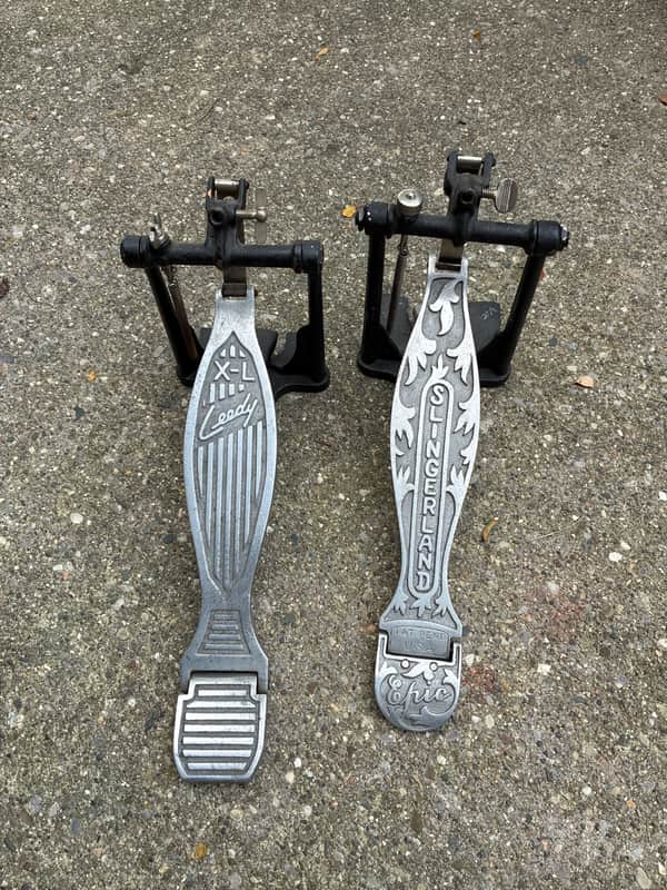 Leedy (Slingerland) Bass Drum Pedals 1950 ish - Nickel/Silver image 1