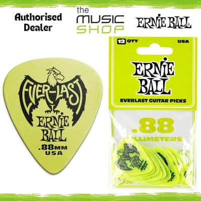 Ernie Ball Everlast 0.88mm Green Guitar Picks, 12 Pack - 9191 image 1