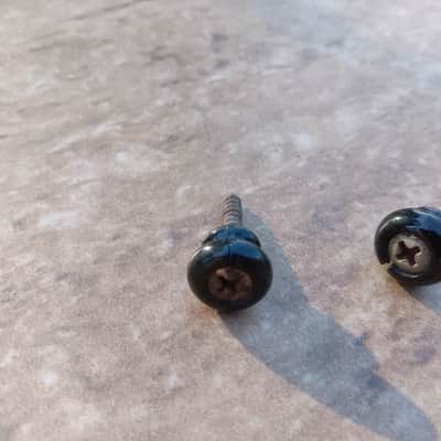 Set of Vintage 1960's Gibson Melody Maker Black Plastic Strap Buttons w/ Screws! image 3