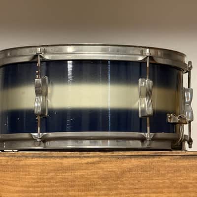 1950's WFL 6.5" x 14 Supreme Concert Model Blue & Silver Duco Snare Drum NOB Hoops image 6