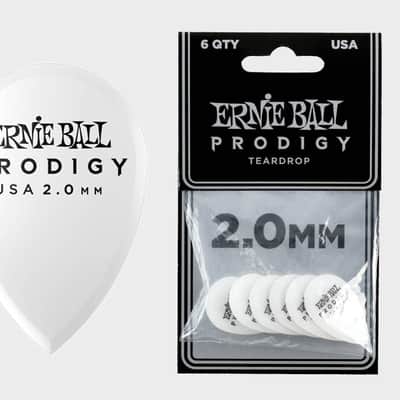 2.0mm White Teardrop Prodigy Picks 6-Pack - Precision Machined High-Density Non-Slip-Textured Delrin Sharp-Attack Design image 1