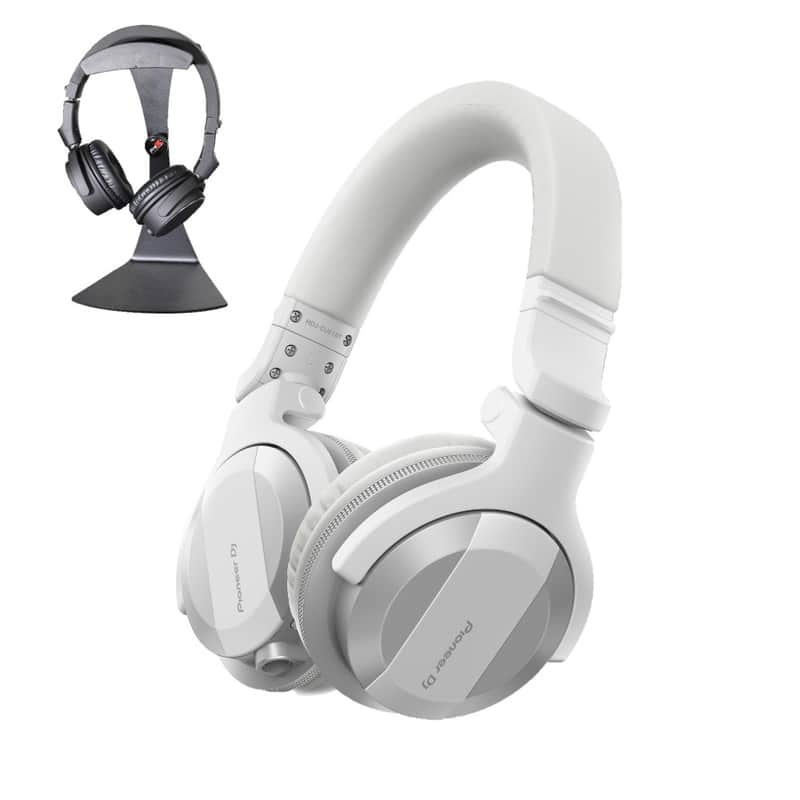 Pioneer DJ HDJ-CUE1BT White BT Headphones + Desk Headphone Stand image 1