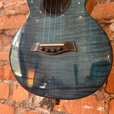 Flight Comet EQ-A Blue Tenor Ukulele - Solid Mango and Flame Maple 2020 - Blue Tiger image 11