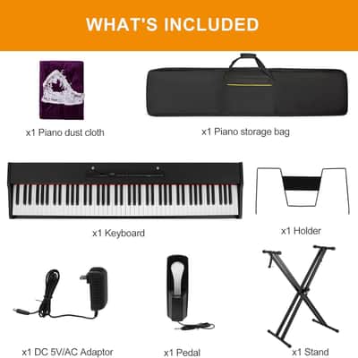 Digital Piano 88 Key Weighted with Stand, 88 Key Semi Weighted Keyboard Piano Portable Electric Piano Keyboard 88 Keys with Bluetooth Connection, Case, Sustain Pedal, MDF, Black image 3