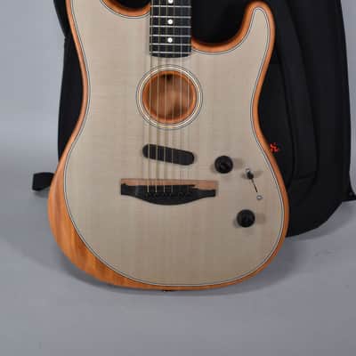 2019 Fender American Acoustasonic Stratocaster Transparent Sonic Blue w/Bag image 2
