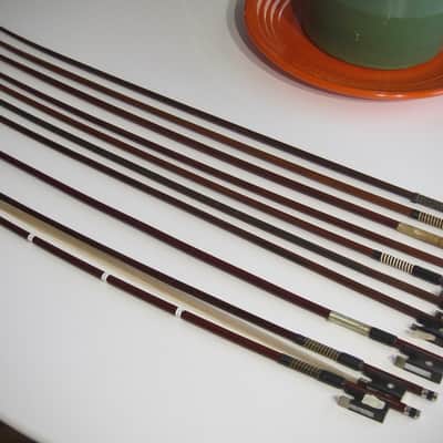 German Violin Bows Various Makers High Quality 4/4, 7/8, 3/4, & 1/2 Sizes Lot of Ten (10) Circa-1900s-Brown image 4