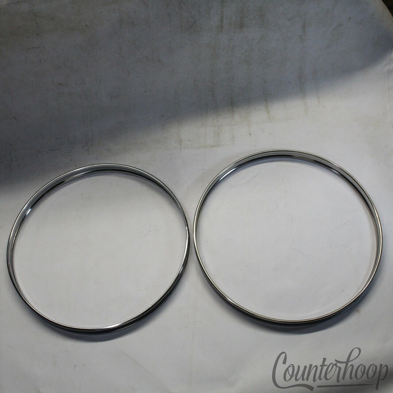 Pearl 2x 20"Black-Inl Bass Drum Hoops Steel Metal Rims 70s Batter+Resonant Japan — main photograph