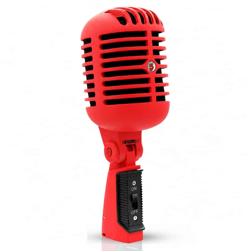 5Core Vintage Microphone Classic Dynamic Professional XLR Studio Retro Style Mic RED image 1