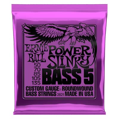 Ernie Ball 2821 Power-Slinky 5-String Nickel Wound Electric Bass Strings (50-135) image 1