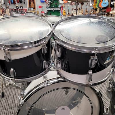Ludwig Vistalite Big Beat 4 Piece Shell Pack 12/13/16/22 1970s - Black / White image 13