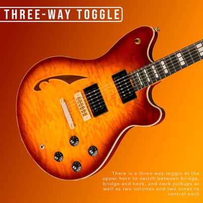EVH SA-126 6-String Right-Handed Special QM Electric Guitar with 12 to 16-Inch Compound Ebony Fingerboard, 22 Jumbo Frets and Triple Block Inlays (Tobacco Burst Ebony) image 4