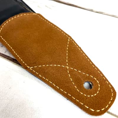 C-22-BLU Handmade 3" Wide Double Padded Premium Grain Leather Guitar Strap Washed Blue Denim Finish image 10