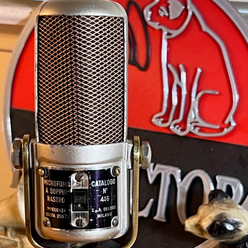 Vintage 1950's Geloso 416 Ribbon Microphone, rebuilt & works great w/desk stand image 1