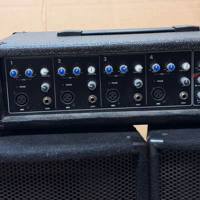 Harbinger HA120 120W 4-Channel Powered Mixer w/ Dual PA Speakers – Complete PA System - Used image 10