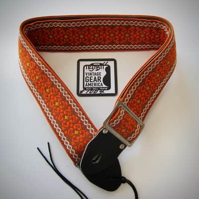ACE Guitar Strap Unbranded Genuine Vintage Part Circa-1960s-Orange & Brown image 1