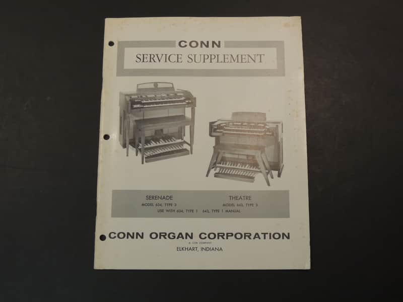 Conn Serenade Model 634 Type 3, Theatre Model 643 Type 3 Service Supplement [Three Wave Music] image 1