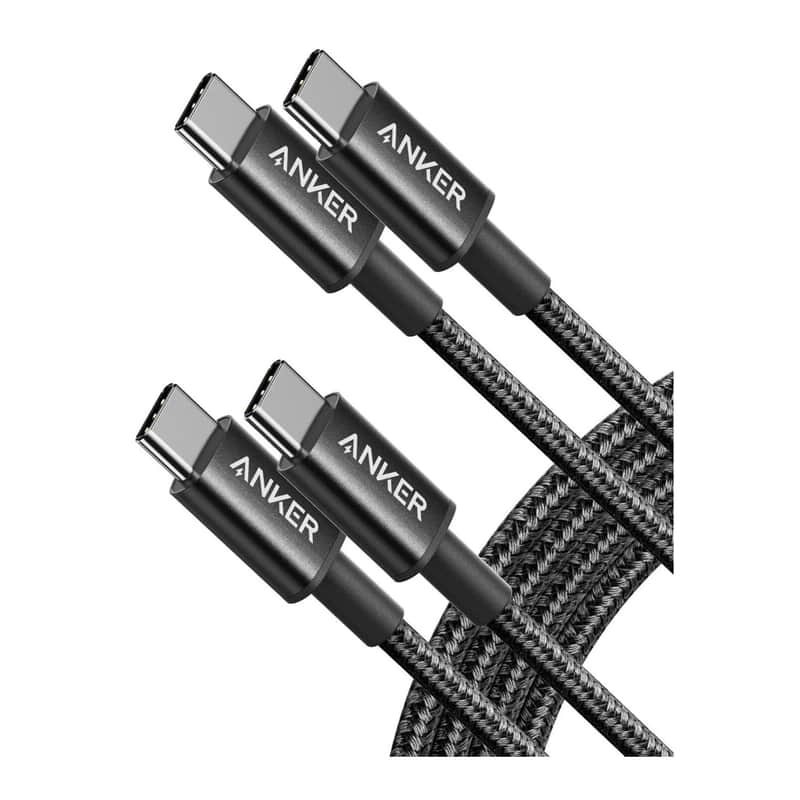 Anker New Nylon USB C to USB C Cable, 60W Fast Charging (6 ft, 2-Pack, Black) image 1