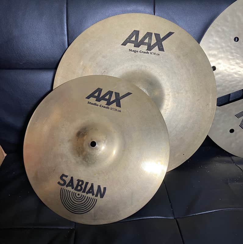 Sabian Cymbal Pack 13” Studio Crash + 16” Stage Crash Cracked Preowned image 1