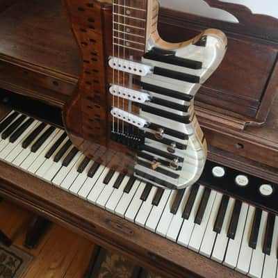Old Upright Piano Key Resin Guitar image 7