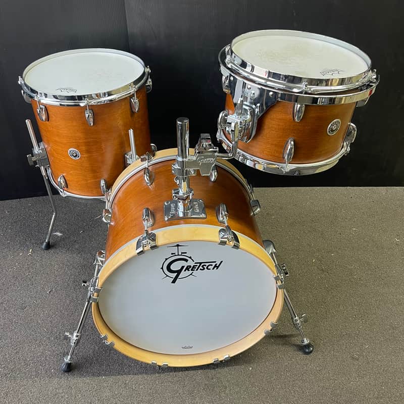 Gretsch Brooklyn Bop 3 Pc Jazz Drum Kit - Satin Mahogany - 18 - 12 - 14 image 1