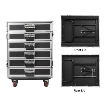 STRC-PROW2T6D | 6-Drawer Customizable Stage and Studio Utility Equipment Workstation Storage Road Case with Two Tables - Pro Tour Grade image 3