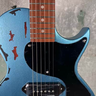 Vintage V120MR-GHB Icon Series Single Cut - Distressed Gun Hill Blue / Sunburst image 4
