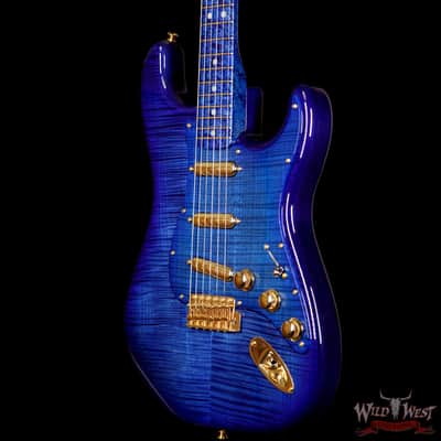 Fender Custom Shop Masterbuilt Yuriy Shishkov 1969 Stratocaster NOS Flame Top Birdseye Nk Royal Blue image 2