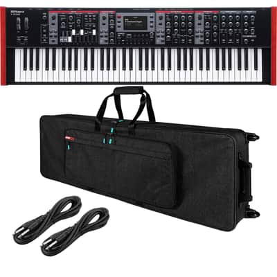 Roland V-Stage 76 Stage Piano - Gator GK-76 Semi-Rigid Wheeled Case - (2)1/4 Cable Bundle