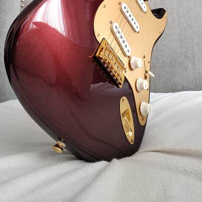 Custom Squier 40th Anniversary Gold Edition Stratocaster - Ruby Red Metallic, 100% Rosewood Neck (2022) image 21