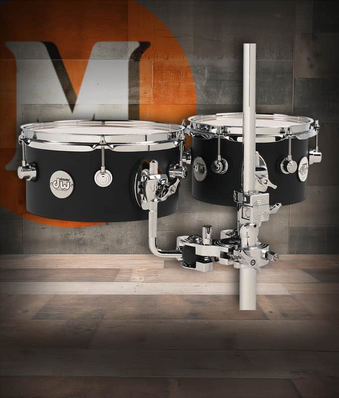 DW Design Series Concert Toms, 5x8/5x10 - Black Satin Lacquer w/Chrome Hardware (DDCT02BLCR) image 1