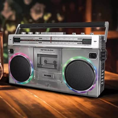 Retro Glow Boombox & Cassette Player with Bluetooth | Color-Changing LED Party Stereo image 2