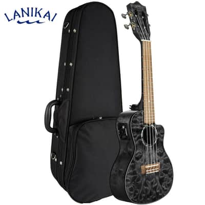 Lanikai QM-BKCEC Black Quilted Maple Cutaway Electric Acoustic Concert Ukulele image 5