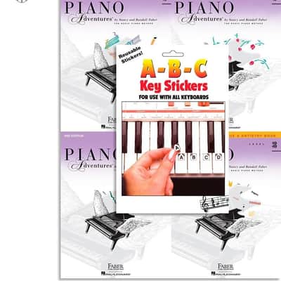 Faber Piano Adventures Level 3B Bundle- Lesson, Performance, Technique & Artistry, and Theory Books 4 in 1 Package with ABC Keyboard Stickers
