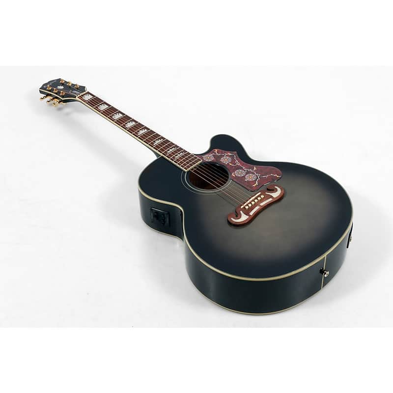 Epiphone J-200 EC Studio Acoustic-Electric Guitar Regular Transparent Ebony Burst image 1