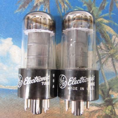 Pr Vintage GE 6V6GT Power Tubes,Long Black Plates, Test Strong/Balanced, 1960s, USA, , Ex Sound 1960 Smoked glass image 1