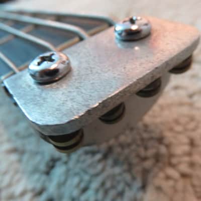 Vintage 1980s Hondo Alien Headless Short Scale Bass Guitar Aluminum Neck Black image 6