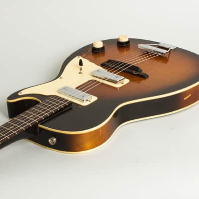 Harmony Stratotone Mars H-46 Thinline Hollow Body Electric Guitar, c. 1959, black hard shell case. image 7