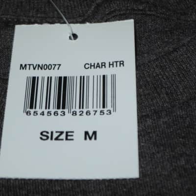 new with hang-tag A+ MTV Checkerboard Logo size Medium (M) Men's Short Sleeve T Shirt, Charcoal Heather Gray, 60% Cotton, 40% Polyester - retro 1980s MTV graphic: checkered black & white with turquoise (style # MTVN0077) image 14
