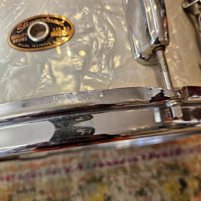 Slingerland Hollywood Ace 14x5.5" 3-ply Snare Drum - White Marine Pearl 1960s image 5