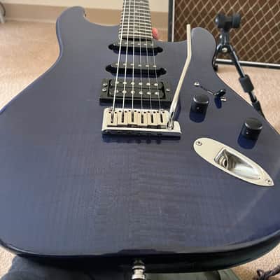 Fender American Deluxe Stratocaster FMT HSS 50th Anniversary with Ebony Fretboard 2004 Cobalt Blue Transparent image 10